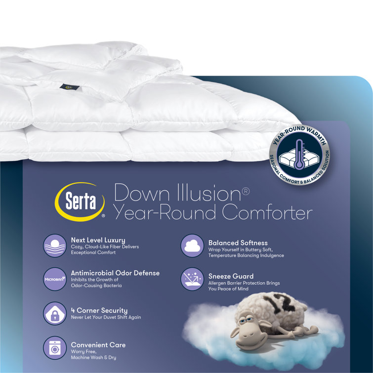Serta Down Illusion Down Alternative All Season Comforter Full Queen White